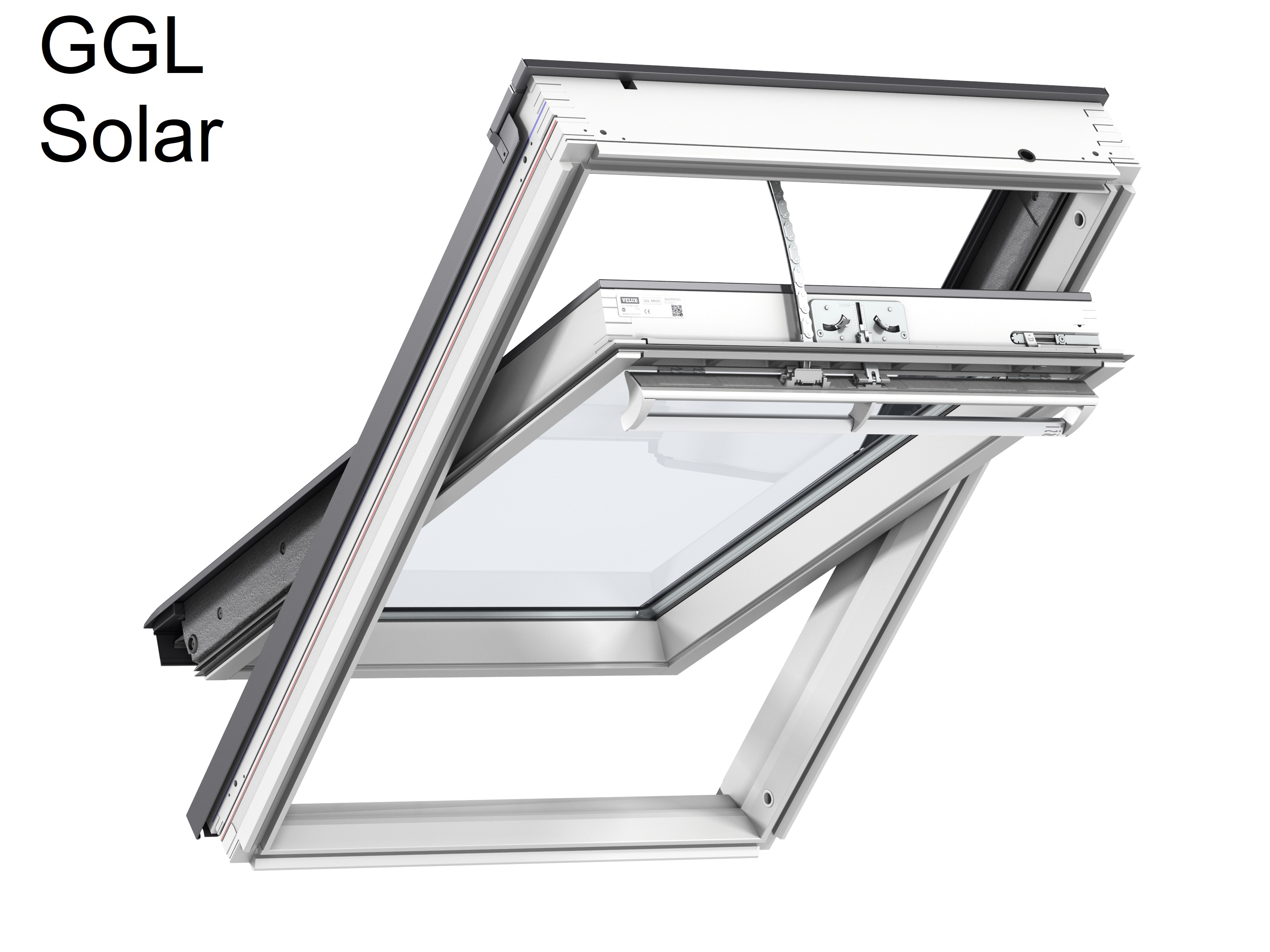 VELUX GGL Grenen tuimelvenster wit afgelakt zonne-energie incl. montage